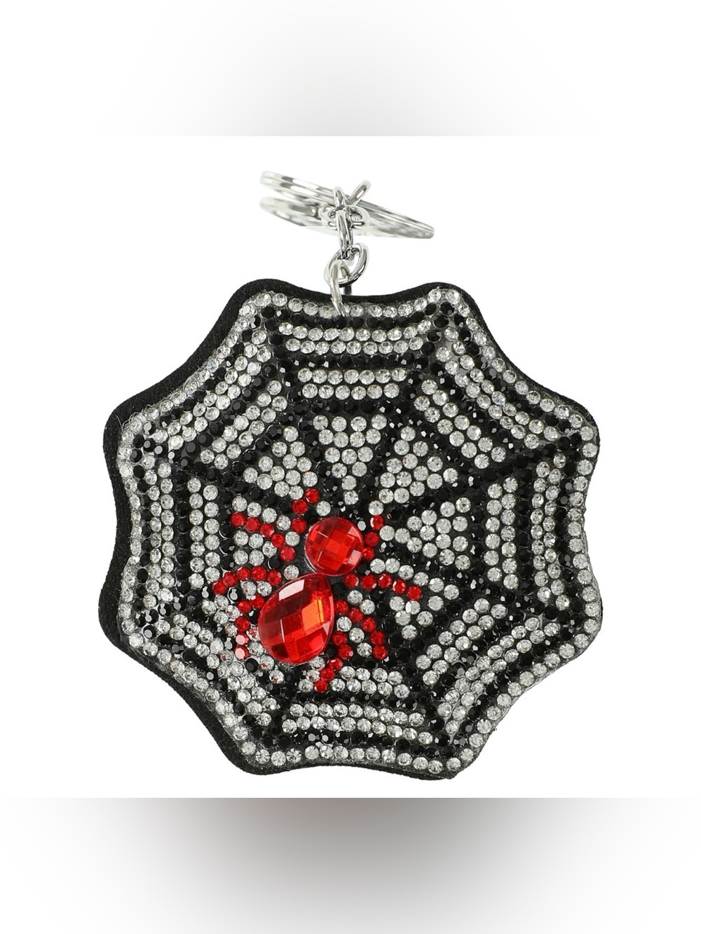 NWT Crystal Spider Web Keychain with Red Gem Spider